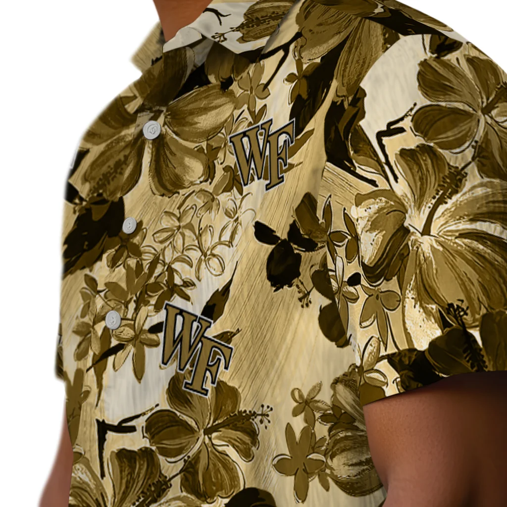 Wake Forest Demon Deacons Hawaiian Shirt - Hibiscus Arrangement wake forest demon deacons hibiscus arrangement gold hawaiian shirts trendy