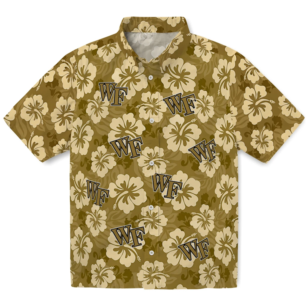 Wake Forest Demon Deacons Hawaiian Shirt - Hibiscus Cluster wake forest demon deacons hibiscus cluster gold hawaiian shirts best selling