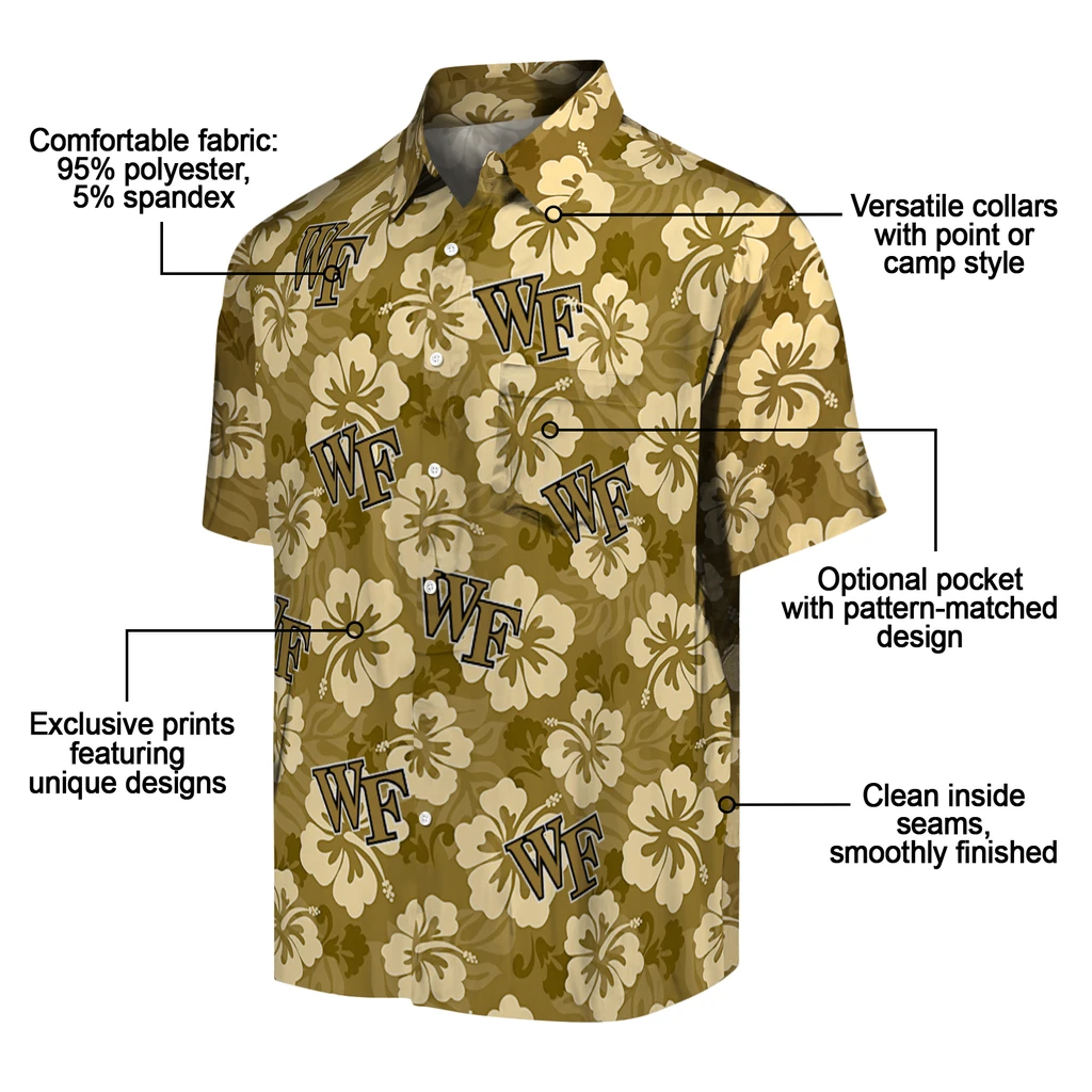 Wake Forest Demon Deacons Hawaiian Shirt - Hibiscus Cluster wake forest demon deacons hibiscus cluster gold hawaiian shirts new arrival