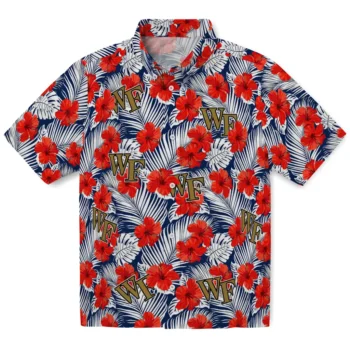 wake forest demon deacons hibiscus fiesta red royal blue hawaiian shirts best selling