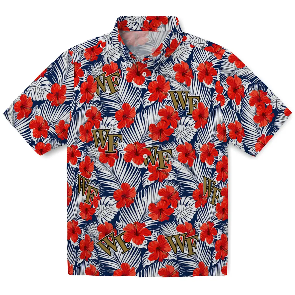 Wake Forest Demon Deacons Hawaiian Shirt - Hibiscus Fiesta wake forest demon deacons hibiscus fiesta red royal blue hawaiian shirts best selling