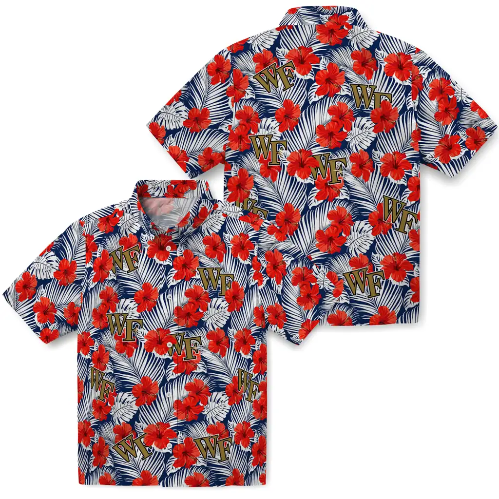 Wake Forest Demon Deacons Hawaiian Shirt - Hibiscus Fiesta wake forest demon deacons hibiscus fiesta red royal blue hawaiian shirts high quality