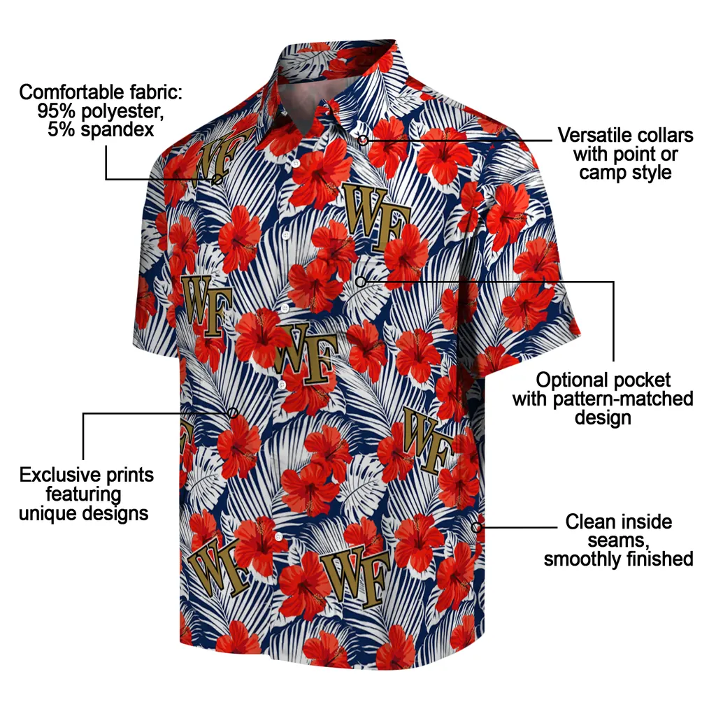 Wake Forest Demon Deacons Hawaiian Shirt - Hibiscus Fiesta wake forest demon deacons hibiscus fiesta red royal blue hawaiian shirts new arrival