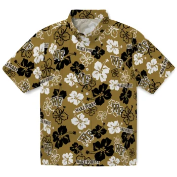wake forest demon deacons hibiscus bloom gold hawaiian shirts best selling
