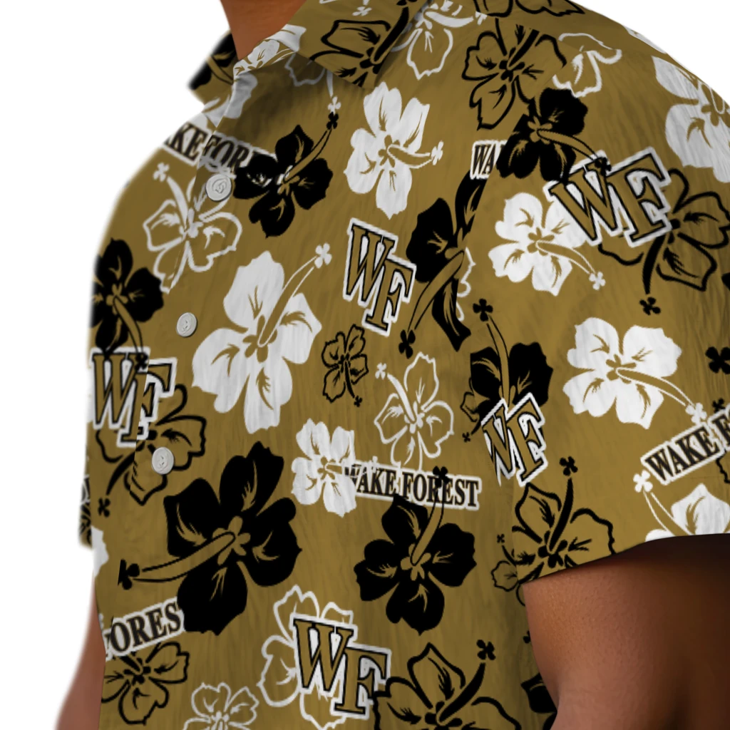 Wake Forest Demon Deacons Hawaiian Shirt - Hibiscus Flower Design wake forest demon deacons hibiscus bloom gold hawaiian shirts trendy