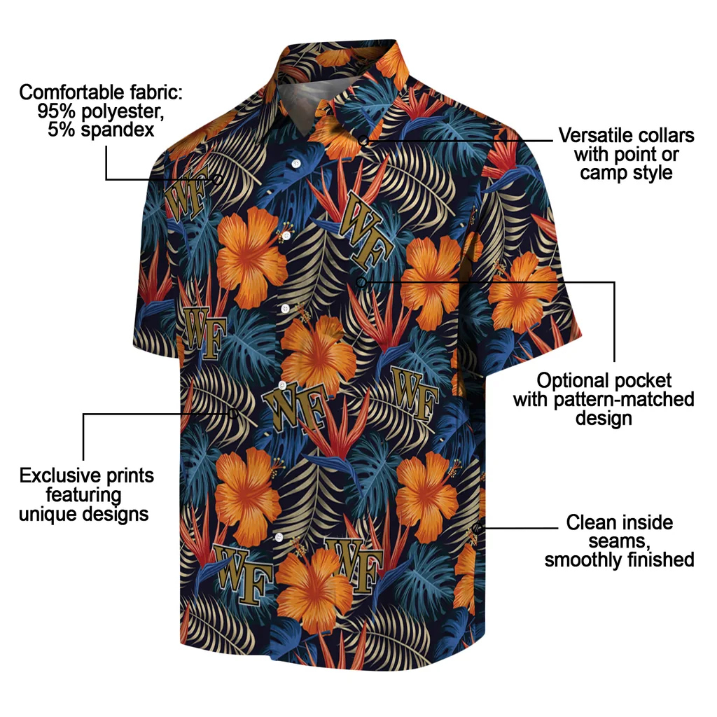 Wake Forest Demon Deacons Hawaiian Shirt - Hibiscus Foliage wake forest demon deacons hibiscus foliage hawaiian shirts new arrival