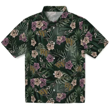 wake forest demon deacons hibiscus leaves pattern green hawaiian shirts best selling