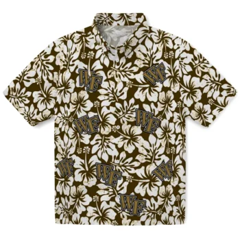 wake forest demon deacons hibiscus motif gold white hawaiian shirts best selling