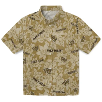 wake forest demon deacons hibiscus oasis gold hawaiian shirts best selling