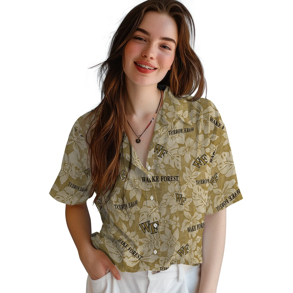 Wake Forest Demon Deacons Hawaiian Shirt - Hibiscus Oasis wake forest demon deacons hibiscus oasis gold hawaiian shirts latest model