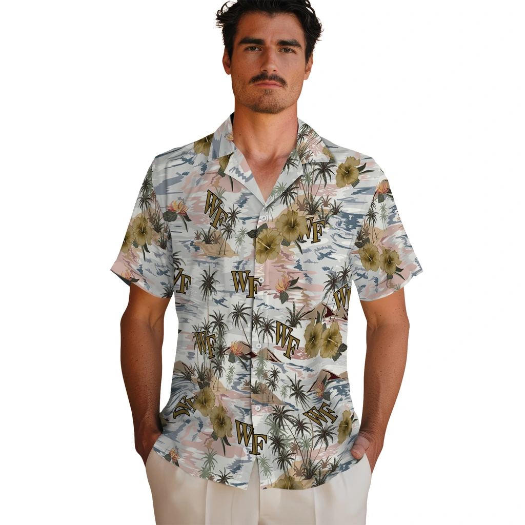 Wake Forest Demon Deacons Hawaiian Shirt - Hibiscus Seaside wake forest demon deacons hibiscus seaside white hawaiian shirts fashion forward