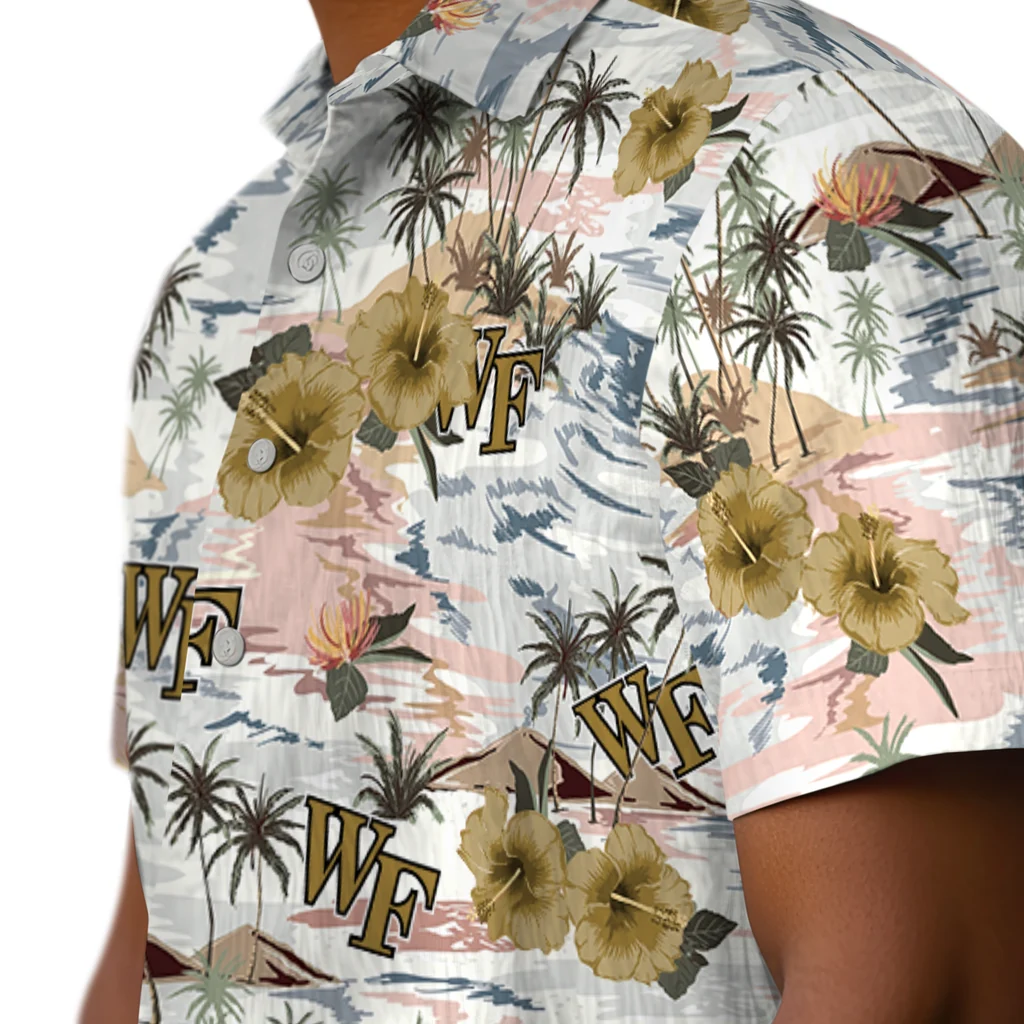 Wake Forest Demon Deacons Hawaiian Shirt - Hibiscus Seaside wake forest demon deacons hibiscus seaside white hawaiian shirts trendy