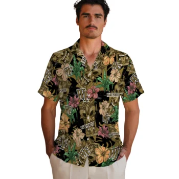 wake forest demon deacons tiki jungle gold hawaiian shirts fashion forward