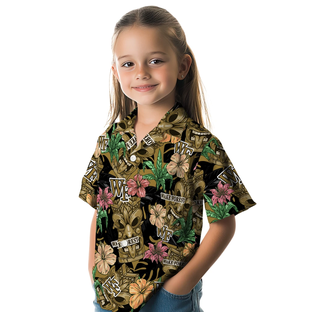 Wake Forest Demon Deacons Hawaiian Shirt - Hibiscus Tiki Jungle wake forest demon deacons tiki jungle gold hawaiian shirts premium grade