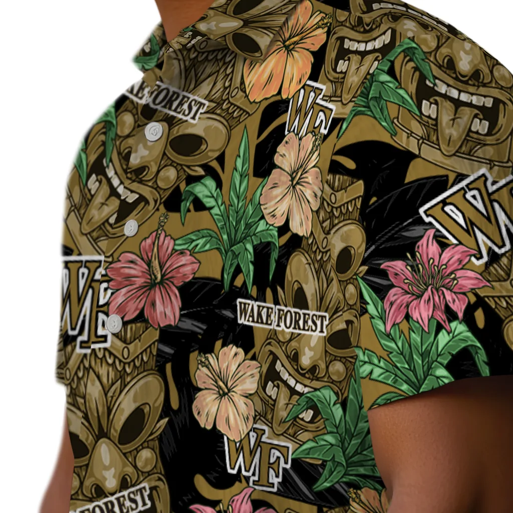 Wake Forest Demon Deacons Hawaiian Shirt - Hibiscus Tiki Jungle wake forest demon deacons tiki jungle gold hawaiian shirts trendy