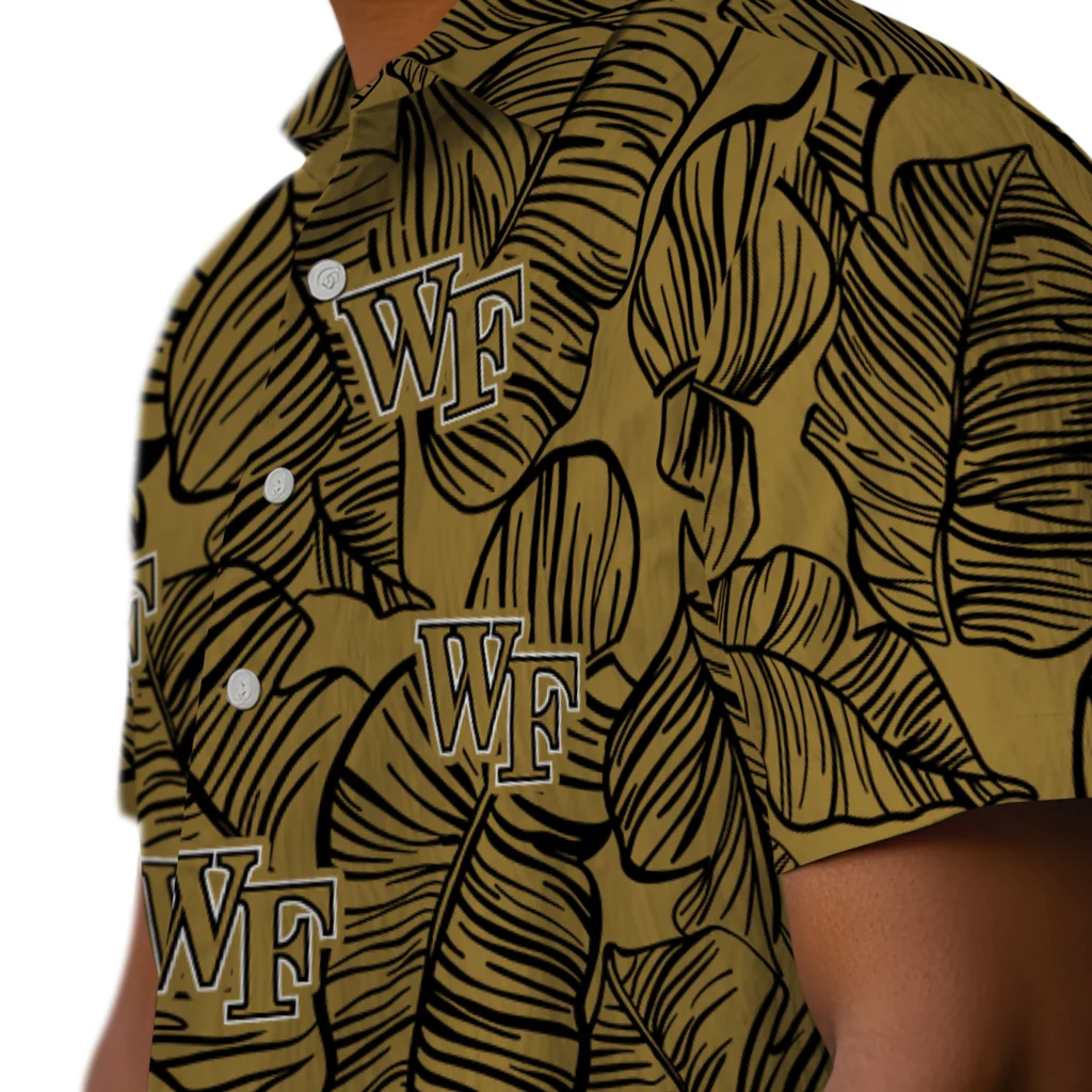Wake Forest Demon Deacons Hawaiian Shirt - Leaf Outline wake forest demon deacons leaf outline gold hawaiian shirts trendy