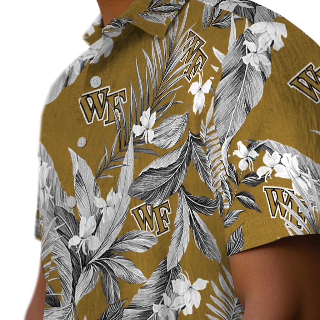 Wake Forest Demon Deacons Hawaiian Shirt - Palm Leaves wake forest demon deacons palm leaves gold hawaiian shirts trendy