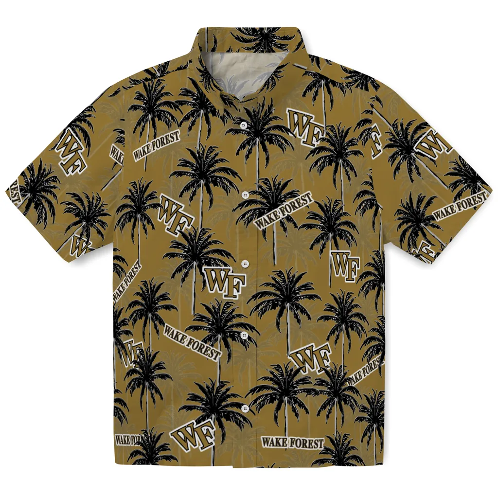 Wake Forest Demon Deacons Hawaiian Shirt - Palm Tree Motif wake forest demon deacons palm grove gold hawaiian shirts best selling