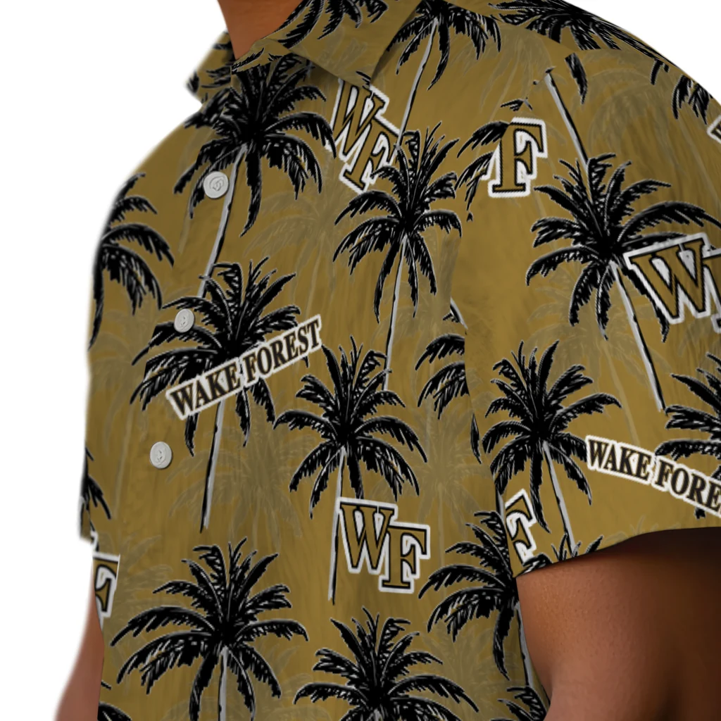 Wake Forest Demon Deacons Hawaiian Shirt - Palm Tree Motif wake forest demon deacons palm grove gold hawaiian shirts trendy