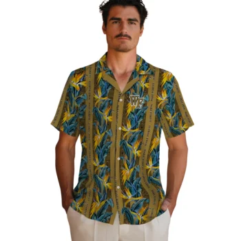 wake forest demon deacons paradise vines gold hawaiian shirts fashion forward