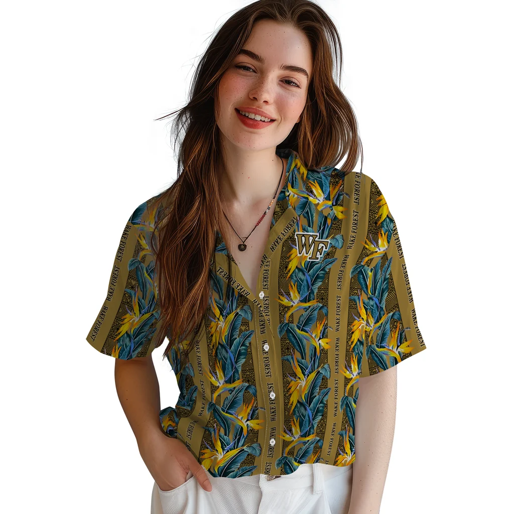 Wake Forest Demon Deacons Hawaiian Shirt - Paradise Vines wake forest demon deacons paradise vines gold hawaiian shirts latest model