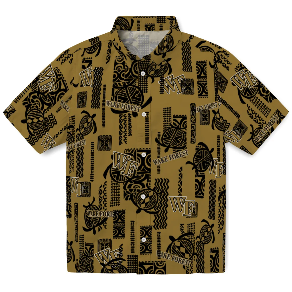 Wake Forest Demon Deacons Hawaiian Shirt - Turtle Lines wake forest demon deacons turtle lines gold hawaiian shirts best selling