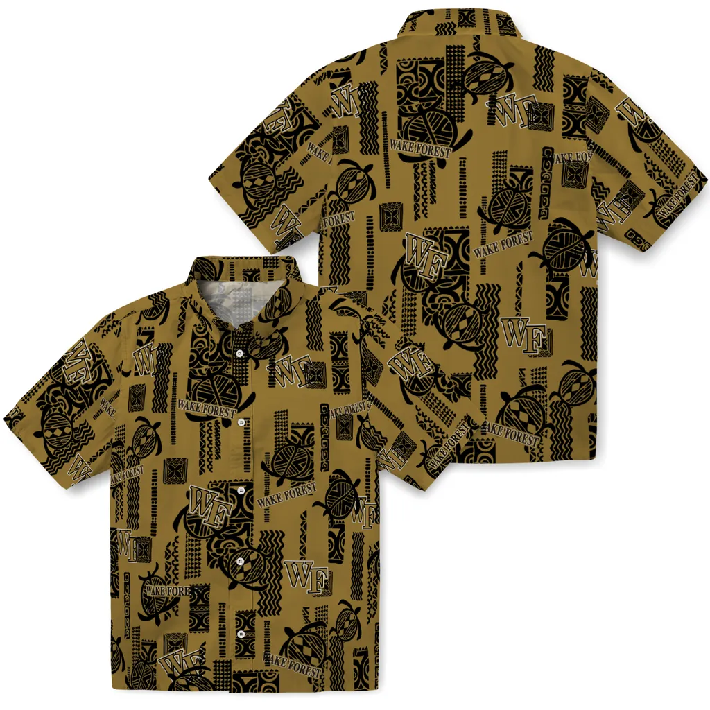 Wake Forest Demon Deacons Hawaiian Shirt - Turtle Lines wake forest demon deacons turtle lines gold hawaiian shirts high quality