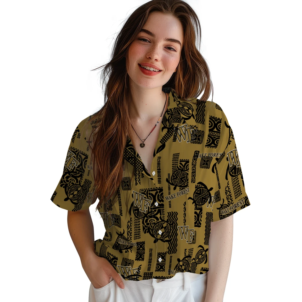 Wake Forest Demon Deacons Hawaiian Shirt - Turtle Lines wake forest demon deacons turtle lines gold hawaiian shirts latest model