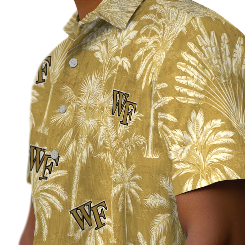 Wake Forest Demon Deacons Hawaiian Shirt - Vintage Palm Tree wake forest demon deacons palm shadows gold hawaiian shirts trendy