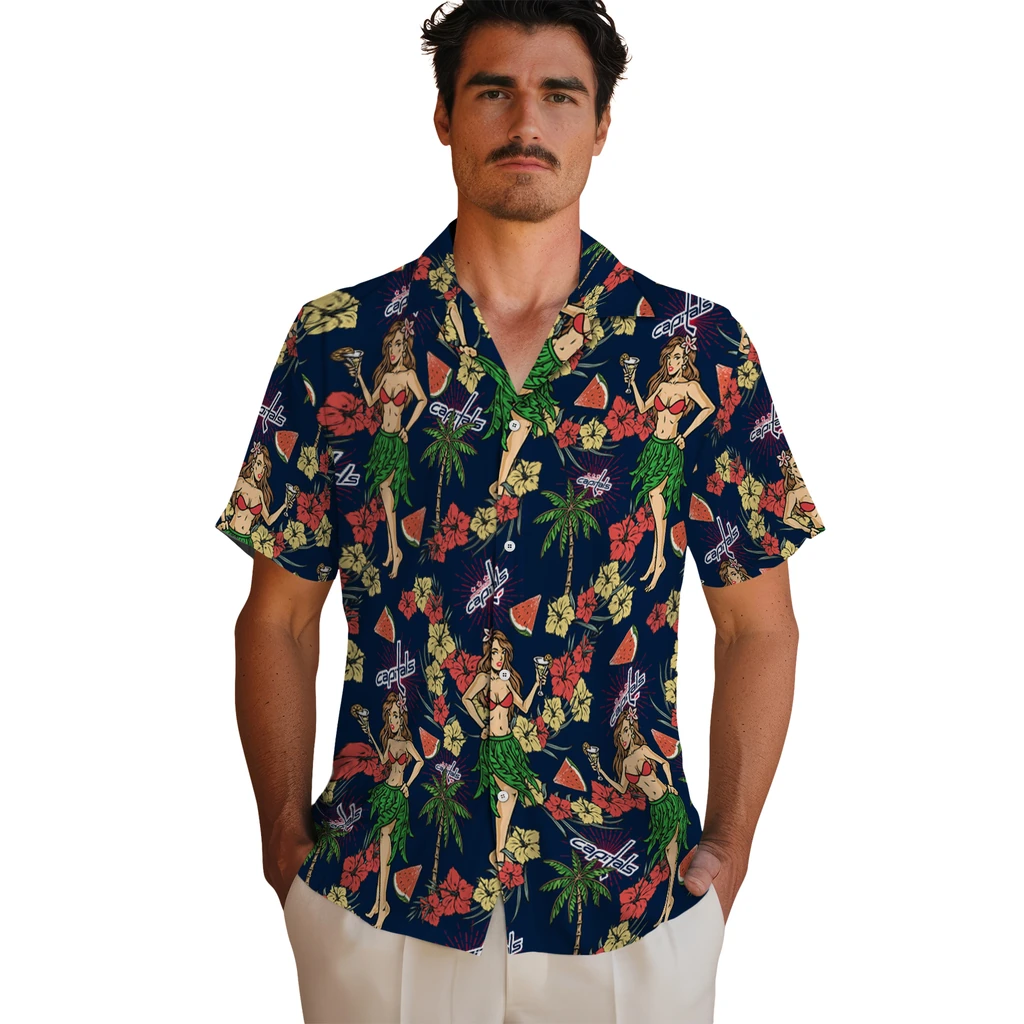 Washington Capitals Hawaiian Shirt - Hawaiian Girls Design washington capitals hawaiian girls design blue hawaiian shirts fashion forward