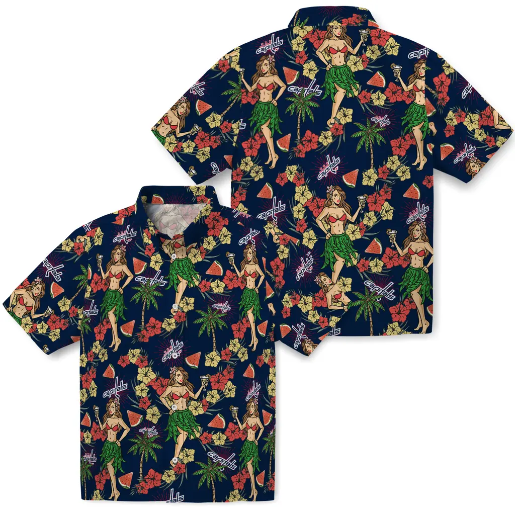 Washington Capitals Hawaiian Shirt - Hawaiian Girls Design washington capitals hawaiian girls design blue hawaiian shirts high quality