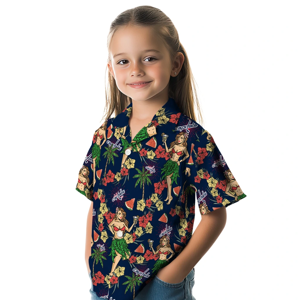Washington Capitals Hawaiian Shirt - Hawaiian Girls Design washington capitals hawaiian girls design blue hawaiian shirts premium grade