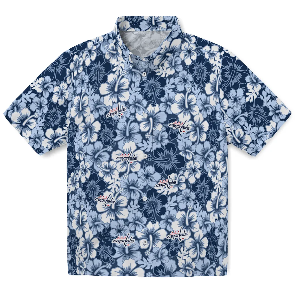 Washington Capitals Hawaiian Shirt - Hibiscus Blooms washington capitals hibiscus blooms blue hawaiian shirts best selling