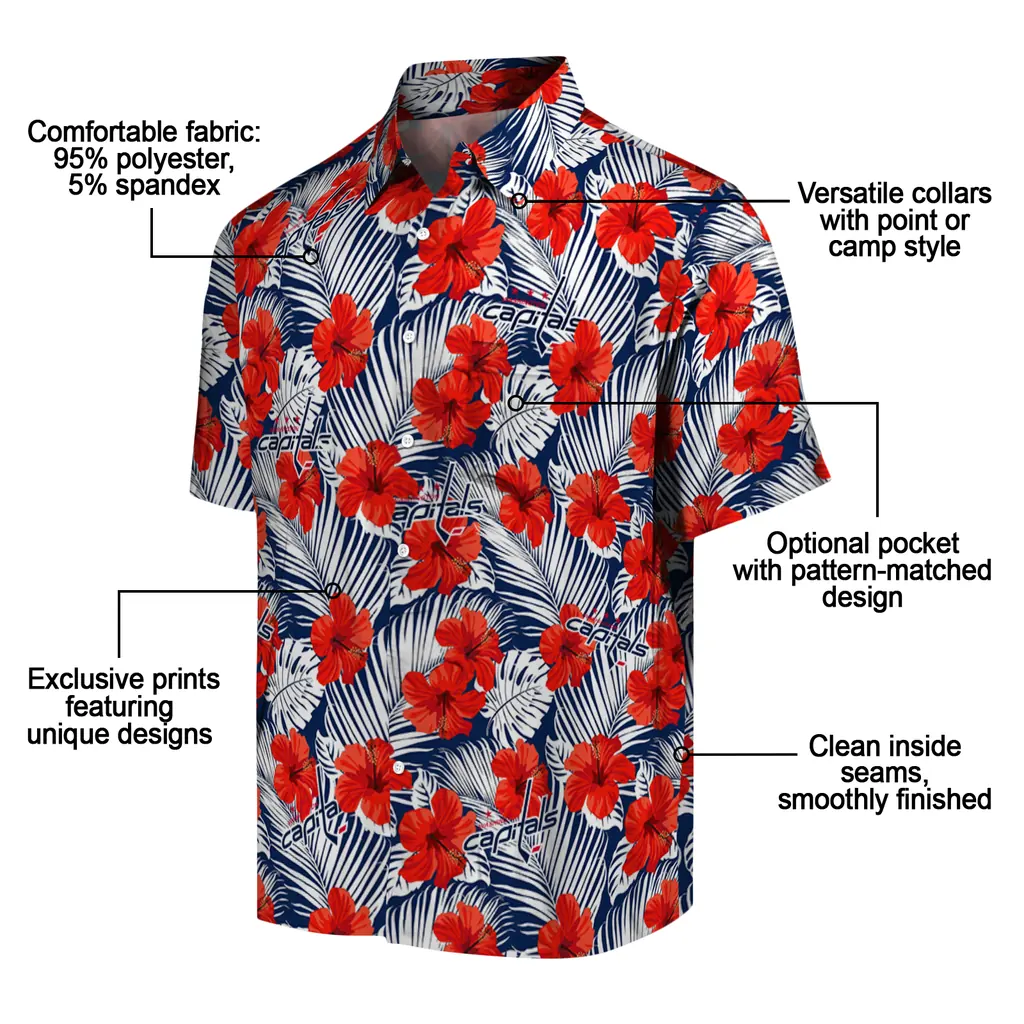 Washington Capitals Hawaiian Shirt - Hibiscus Fiesta washington capitals hibiscus fiesta red royal blue hawaiian shirts new arrival