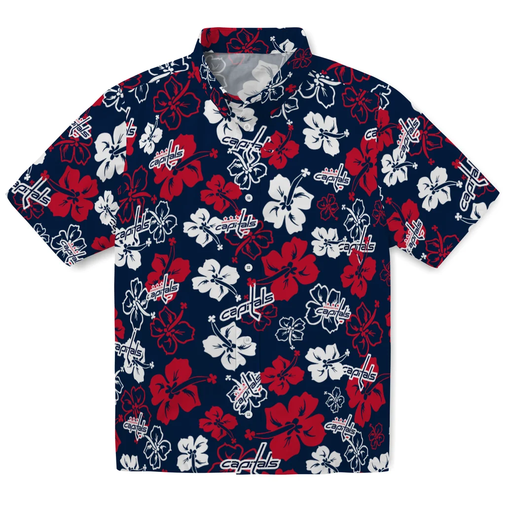 Washington Capitals Hawaiian Shirt - Hibiscus Flower Design washington capitals hibiscus bloom blue hawaiian shirts best selling