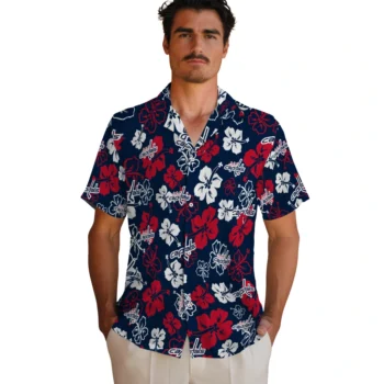 washington capitals hibiscus bloom blue hawaiian shirts fashion forward