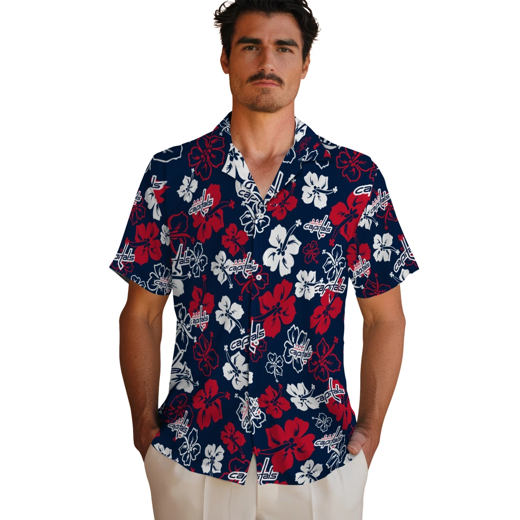 Washington Capitals Hawaiian Shirt - Hibiscus Flower Design washington capitals hibiscus bloom blue hawaiian shirts fashion forward