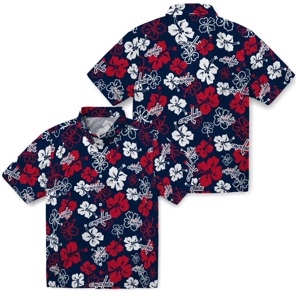 Washington Capitals Hawaiian Shirt - Hibiscus Flower Design washington capitals hibiscus bloom blue hawaiian shirts high quality