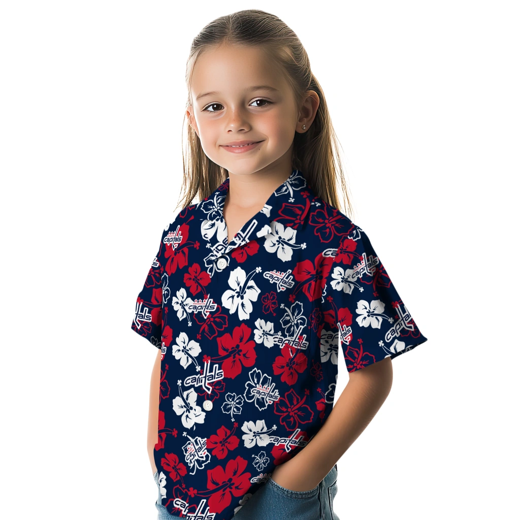 Washington Capitals Hawaiian Shirt - Hibiscus Flower Design washington capitals hibiscus bloom blue hawaiian shirts premium grade