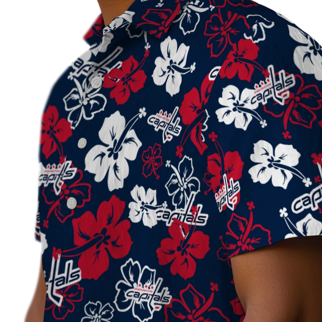 Washington Capitals Hawaiian Shirt - Hibiscus Flower Design washington capitals hibiscus bloom blue hawaiian shirts trendy
