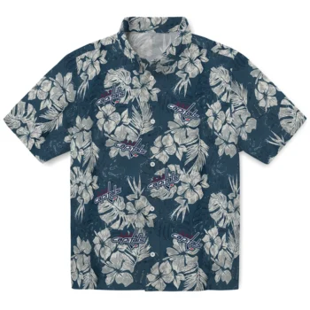 washington capitals hibiscus flowers navy blue hawaiian shirts best selling