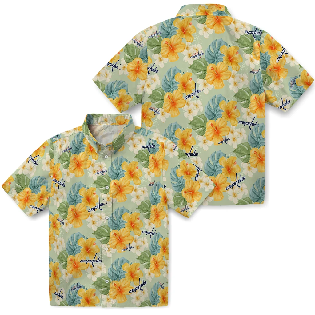 Washington Capitals Hawaiian Shirt - Hibiscus Mood washington capitals hibiscus mood pale lime yellow hawaiian shirts high quality