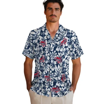 washington capitals hibiscus motif blue white hawaiian shirts fashion forward