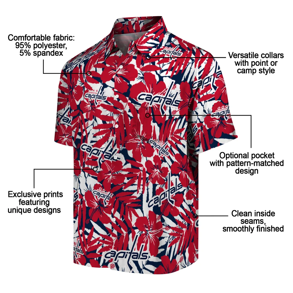 Washington Capitals Hawaiian Shirt - Hibiscus Overlay washington capitals hibiscus overlay hawaiian shirts new arrival