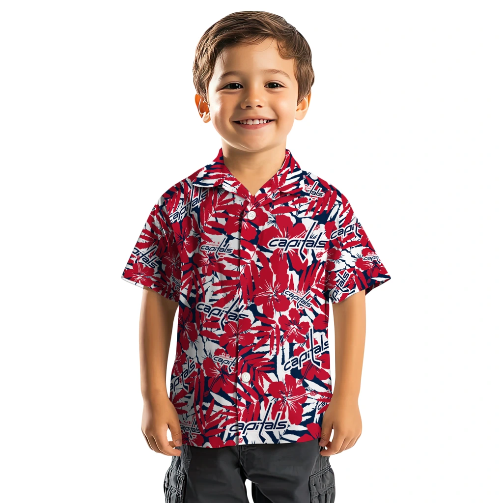 Washington Capitals Hawaiian Shirt - Hibiscus Overlay washington capitals hibiscus overlay hawaiian shirts top rated