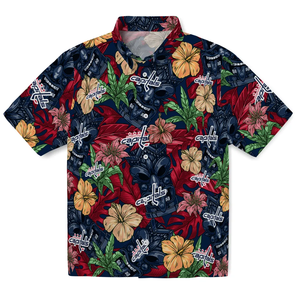 Washington Capitals Hawaiian Shirt - Hibiscus Tiki Jungle washington capitals tiki jungle blue hawaiian shirts best selling