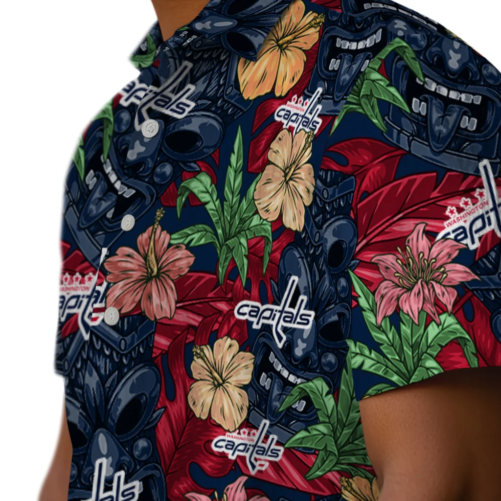 Washington Capitals Hawaiian Shirt - Hibiscus Tiki Jungle washington capitals tiki jungle blue hawaiian shirts trendy