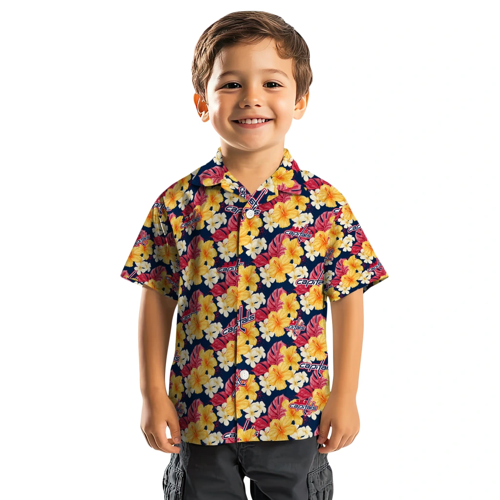 Washington Capitals Hawaiian Shirt - Hibiscus Tropics washington capitals hibiscus tropics blue yellow hawaiian shirts top rated