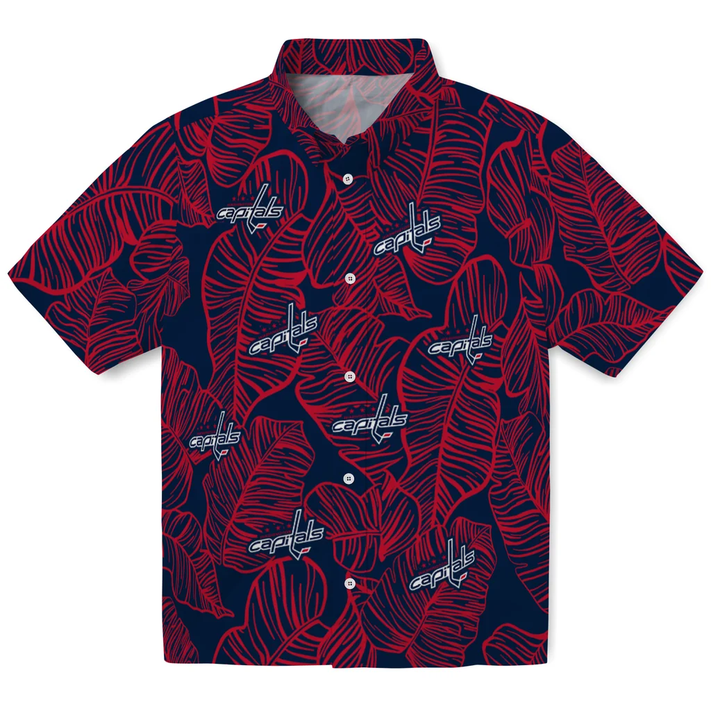 Washington Capitals Hawaiian Shirt - Leaf Outline washington capitals leaf outline blue hawaiian shirts best selling