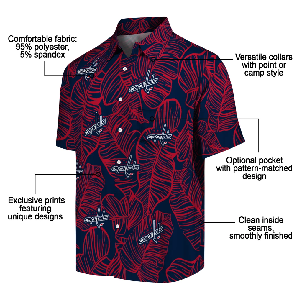 Washington Capitals Hawaiian Shirt - Leaf Outline washington capitals leaf outline blue hawaiian shirts new arrival